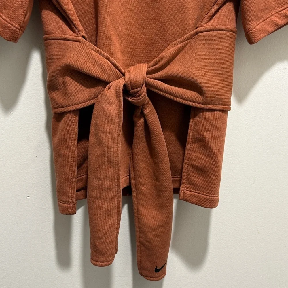 Nike Shirt Womens Small Rust Dri-fit Yoga Wrap Tie Activewear Small
